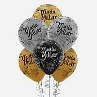 Mutlu Yıllar Çift Taraf Baskılı Metalik Balon 100´lü