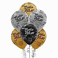 Mutlu Yıllar Çift Taraf Baskılı Metalik Balon 50´li