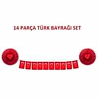 Türk Bayraklı Yelpaze Süs Seti