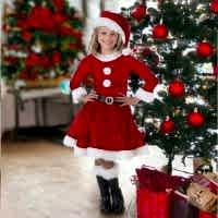 Noel Anne Kostümü Kız Çocuk Kadife