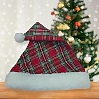 Noel Baba Şapkası Ekose Kumaş Çocuk