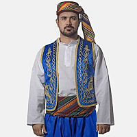 Şerbetçi Yelek Başlık Kuşak Set Mavi