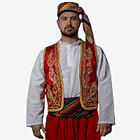 Şerbetçi Yelek Başlık Kuşak Set Kırmızı