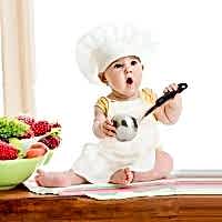 Aşçı Önlük Şapka Set Beyaz Bebek