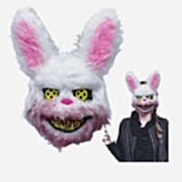 Halloween Plastik Üzeri Peluş Katil Tavşan Maskesi