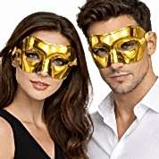 Metalize Parlak Venedik Balo Maskesi Gold