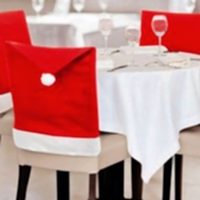 Yılbaşı Sandalye Süsleme Noel Baba Şapkası Polar