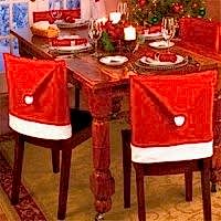 Yılbaşı Sandalye Süsleme Noel Baba Şapkası Kadife